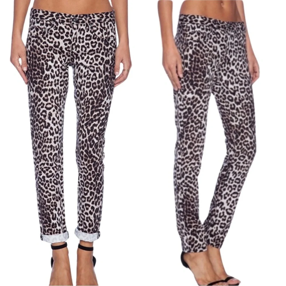 RAG & BONE Boyfriend Jeans Snow Leopard Print Mid-Rise Loose Fit Ankle Denim 27 - Picture 2 of 13
